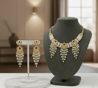 Ruby Pearl Chandbali Choker Set – Elegant Festival Jewelry