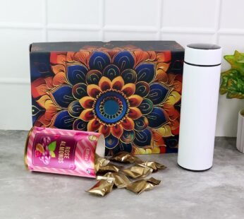 Rose Almonds Gift Hamper – Premium 2 Pc Set with Stainless Steel Bottle