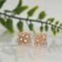Premium Rose Gold Filigree Square Stud Earrings – Elegant & Lightweight - Buy Online at Alikart