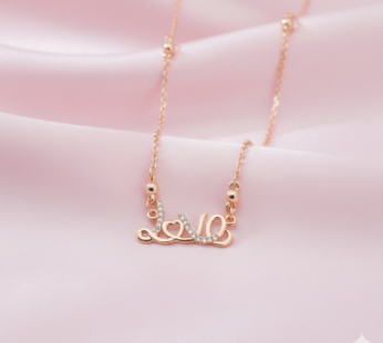 Rose Gold Plated Love Script Pendant Necklace – Elegant Sparkle