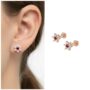 Premium Rose Gold Ruby & Diamond Floral Stud Earrings – Comfortable Flat Back - Buy Online at Alikart