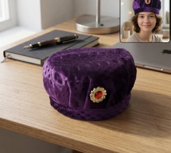 Velvet Boys Cap – Elegant Festive Headwear with Stone Brooch