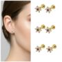 Premium Ruby Floral Gold Plated Stud Earrings – Set of 3 Elegant Pairs - Buy Online at Alikart