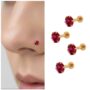 Premium Ruby Nose Studs Pack of 4 – Gold Plated Comfortable Flat-Back - Buy Online at Alikart