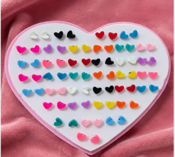 Colorful Heart Shape Stud Earrings Set for Women & Girls Cute Fashion Jewelry