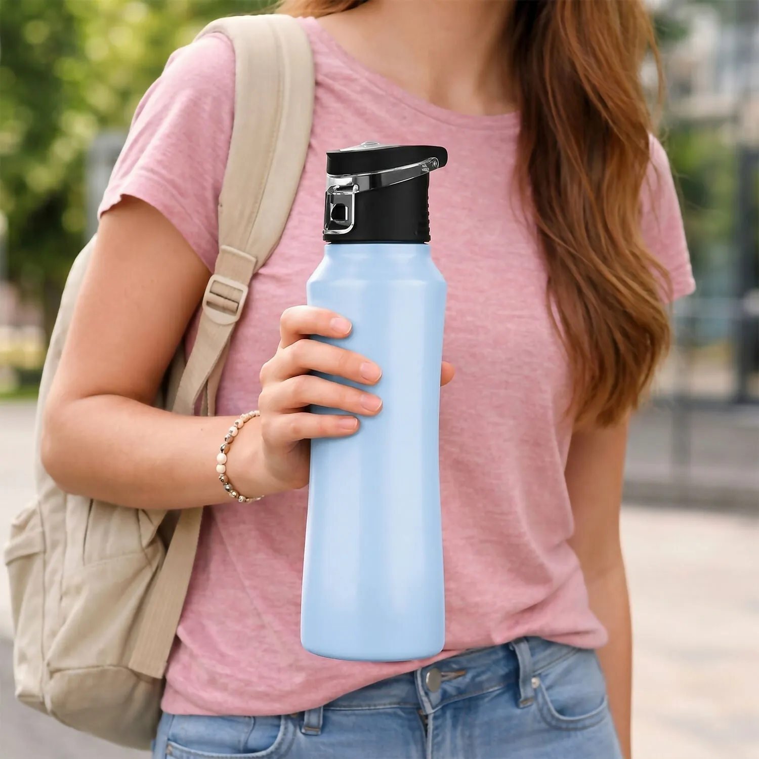 Stainless Steel Water Bottle – Keeps Hot & Cold Beverages Fresh - Detailed Feature View 2