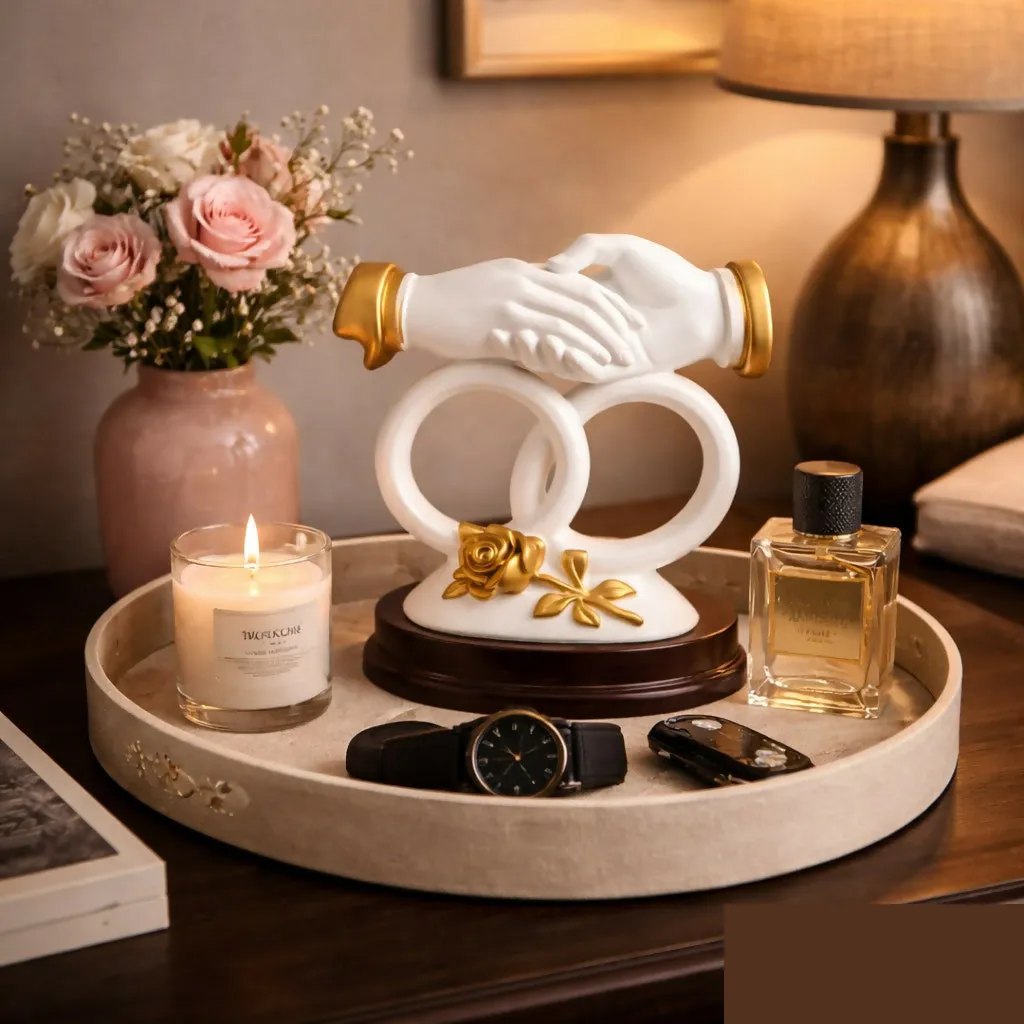 Premium Elegant Handshake Showpiece with Ring Base for Home Decor - Buy Online at Alikart