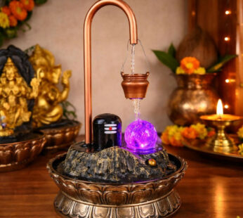 Shivling Water Fountain Indoor Showpiece LED Glass Ball Home Temple Decor Gift Item