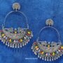 Premium Silver Chandbali Earrings – Ethnic Peacocks Design with Meenakari - Buy Online at Alikart