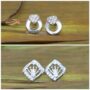 Premium Silver Cubic Zirconia Stud Earrings Set – Anti-Tarnish Finish - Buy Online at Alikart