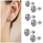 Premium Silver Plated CZ Solitaire Flat Back Stud Earrings Combo Pack - Buy Online at Alikart