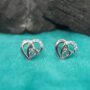Premium Silver-Plated Heart Stud Earrings – Elegant Double Heart Design - Buy Online at Alikart