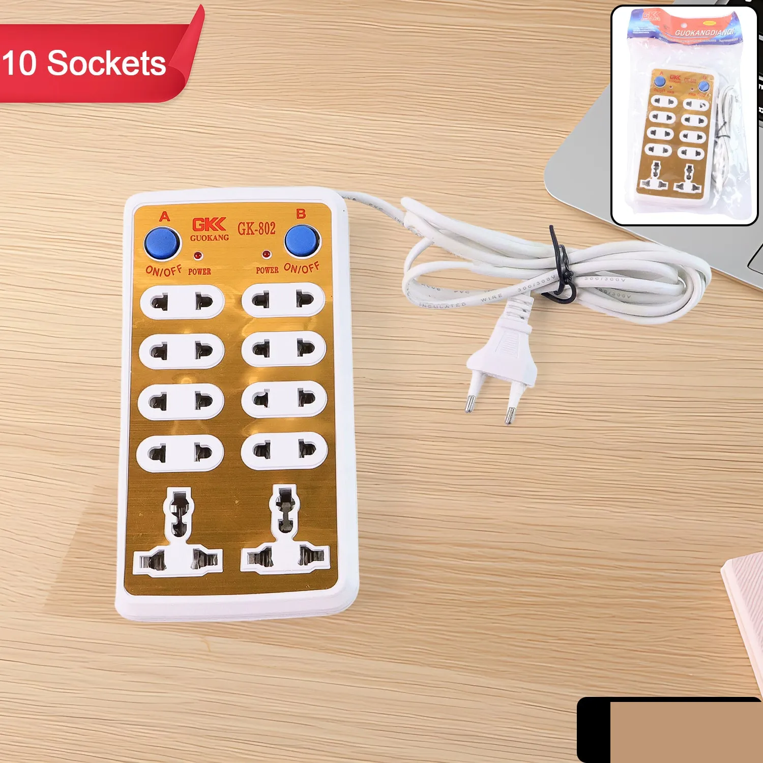Extension Board – 10 Way 220V Universal Sockets for Home & Office | Tetherix - Detailed Feature View 1