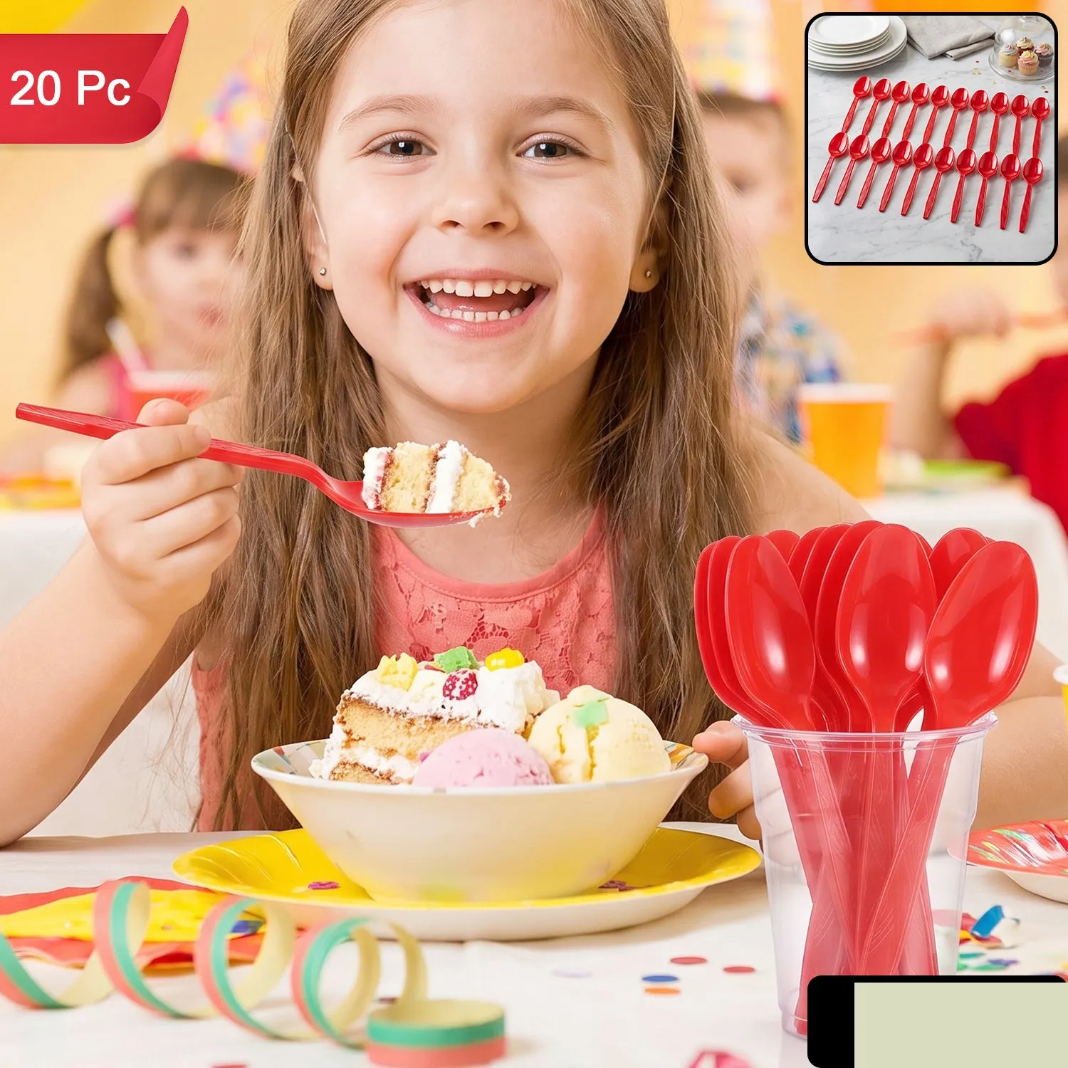 Plastic Spoon 20 Pc Set Reusable Dinner Spoons Unbreakable Cutlery (20 Pc Set) - Detailed Feature View 1