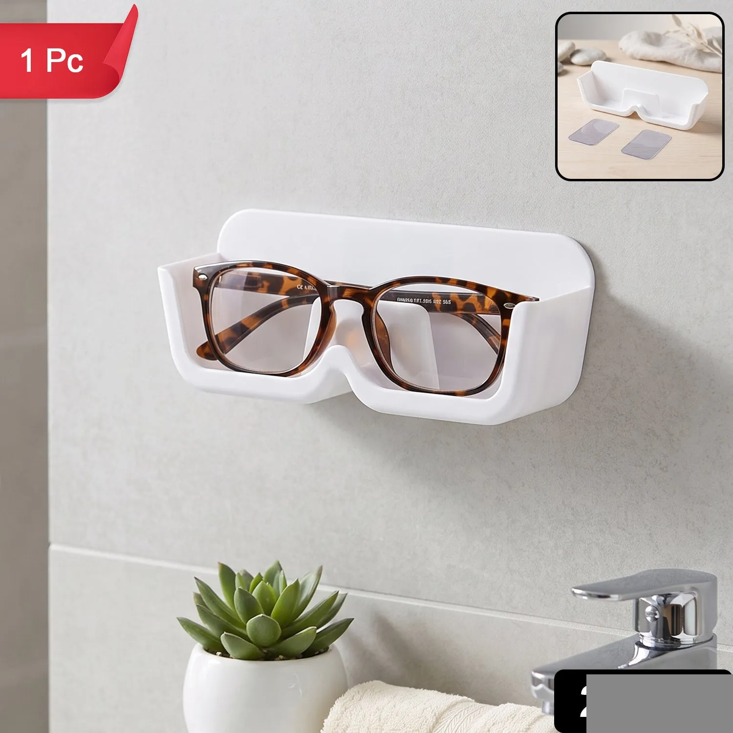 Plastic Sunglasses Holder Stand Wall Mounted Eyewear Rack Adhesive (1 Pc) - Detailed Feature View 1