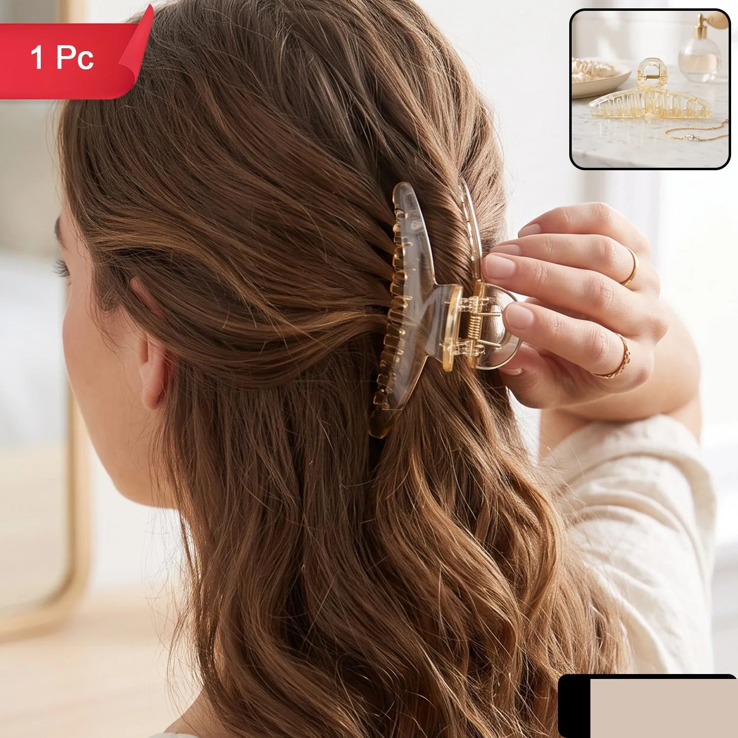Stylish Plastic Hair Clip Transparent Claw Clutcher for Women (1 Pc) - Detailed Feature View 1