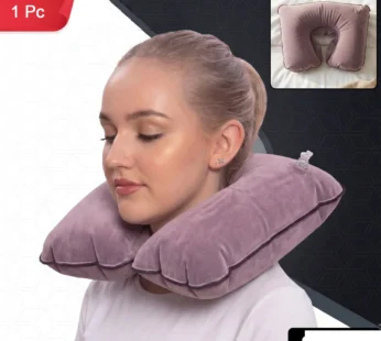 Inflatable U Shape Velvet Travel Neck Pillow for Flight Rest (1 Pc)