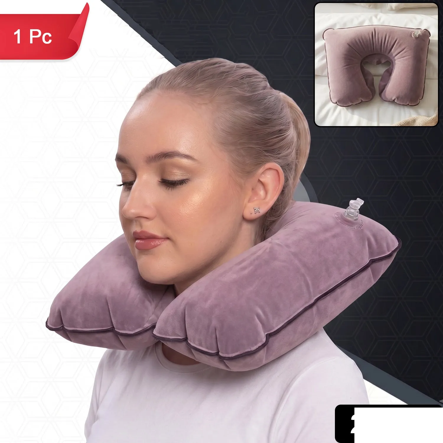 Premium Inflatable U Shape Velvet Travel Neck Pillow for Flight Rest (1 Pc) - Buy Online at Alikart