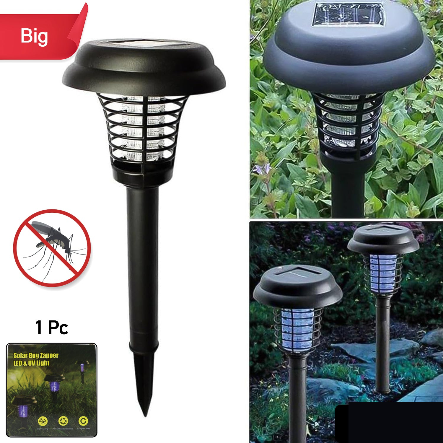 Solar Mosquito Trap Light – UV LED Solar Powered Bug Zapper - Detailed Feature View 1