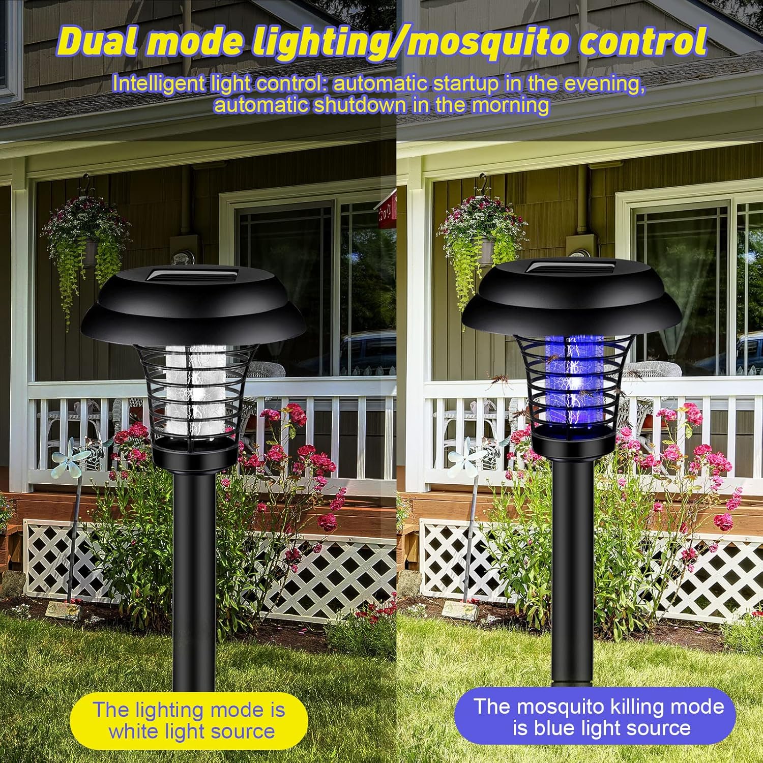 Solar Mosquito Trap Light – UV LED Solar Powered Bug Zapper - Detailed Feature View 2