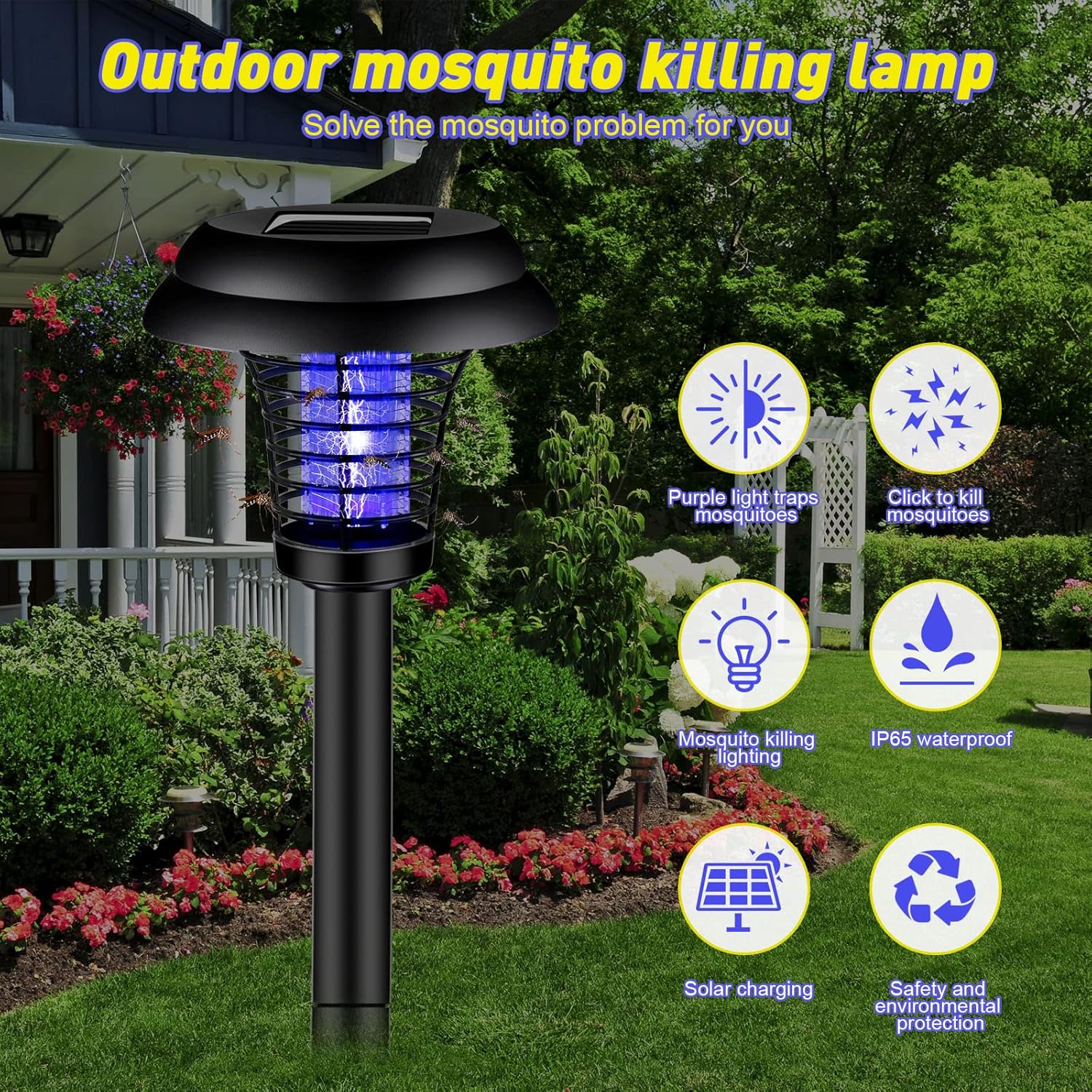 Solar Mosquito Trap Light – UV LED Solar Powered Bug Zapper - Detailed Feature View 3