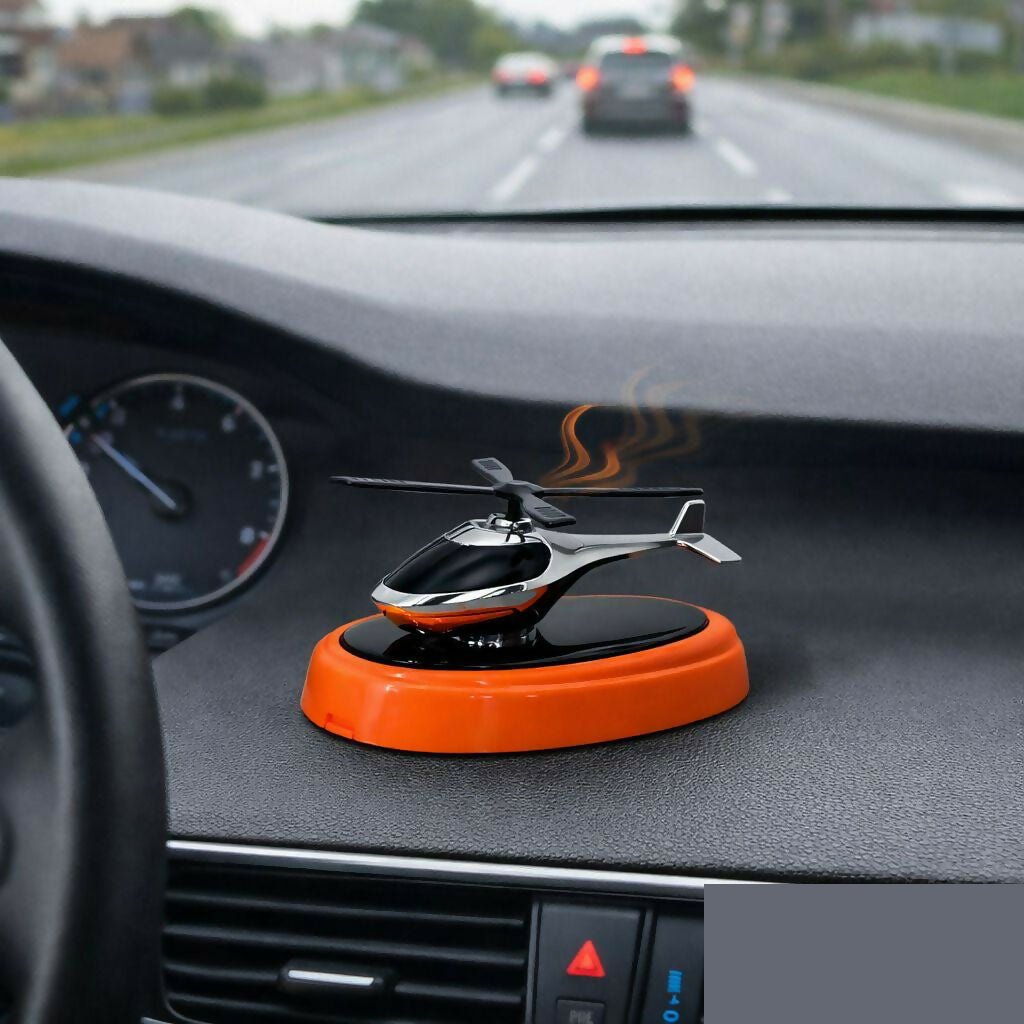 Solar Powered Helicopter Car Air Freshener – Dynamic Sunlight Spin - Detailed Feature View 1