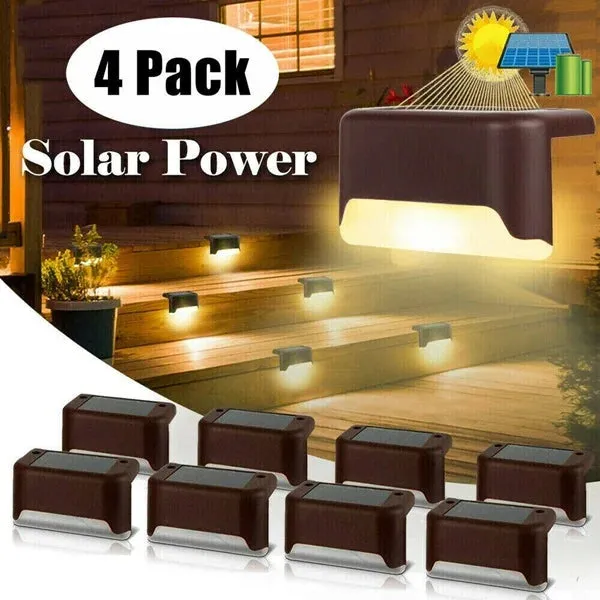 Premium 4 Pcs LED Solar Deck Lights – Weatherproof Outdoor Solar Step Lights for Pool, Stairs, Garden Pathway & Fence Lighting - Buy Online at Alikart