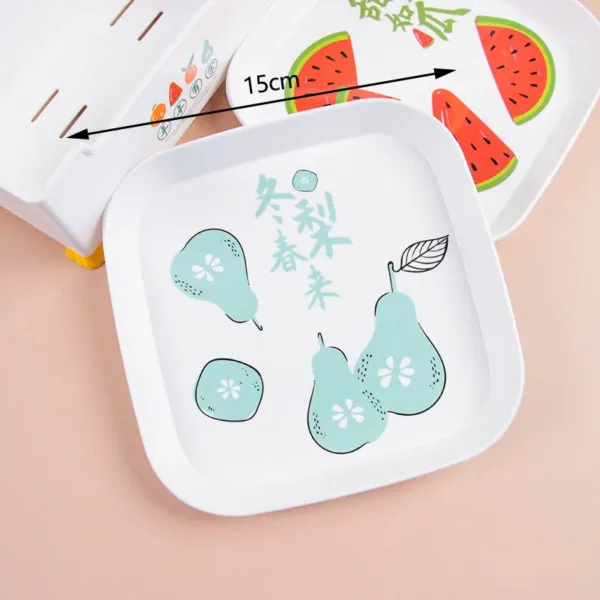 Fruit Square Bone Dish with Stand – 8 Pc Set of Durable Serving Plates for Snacks & Desserts