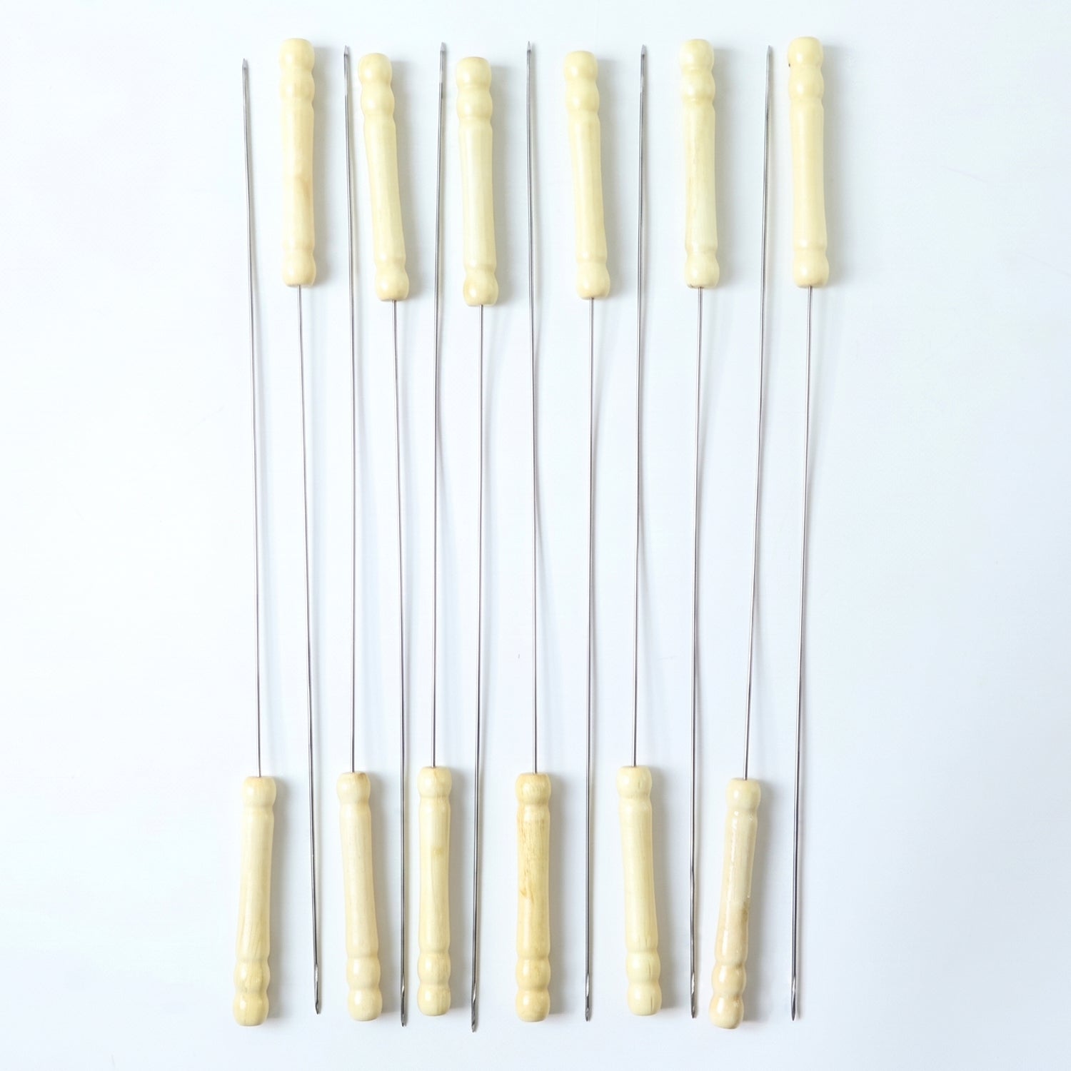 Stainless Steel BBQ Skewers – Reusable Grilling Sticks with Wooden Handle - Detailed Feature View 2