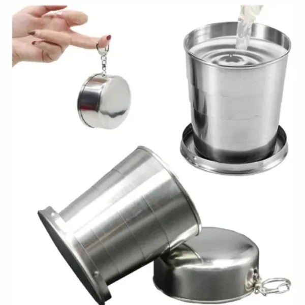 130ml Stainless Steel Folding Travel Cup – Portable Collapsible Water Mug for Camping, Hiking, Office & Outdoor Use
