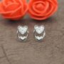 Premium Sterling Silver Double Heart Stud Earrings – Sparkling Elegance - Buy Online at Alikart