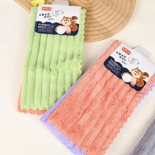 2 Pcs Striped Cleaning Cloth Set – 25×25 cm Soft & Absorbent Multi-Purpose Kitchen Cleaning Towels