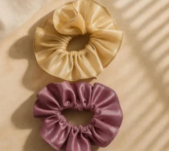 Ruffle Hair Scrunchies – Stylish Ponytail & Bun Holder (Random Color-Pack of 1)