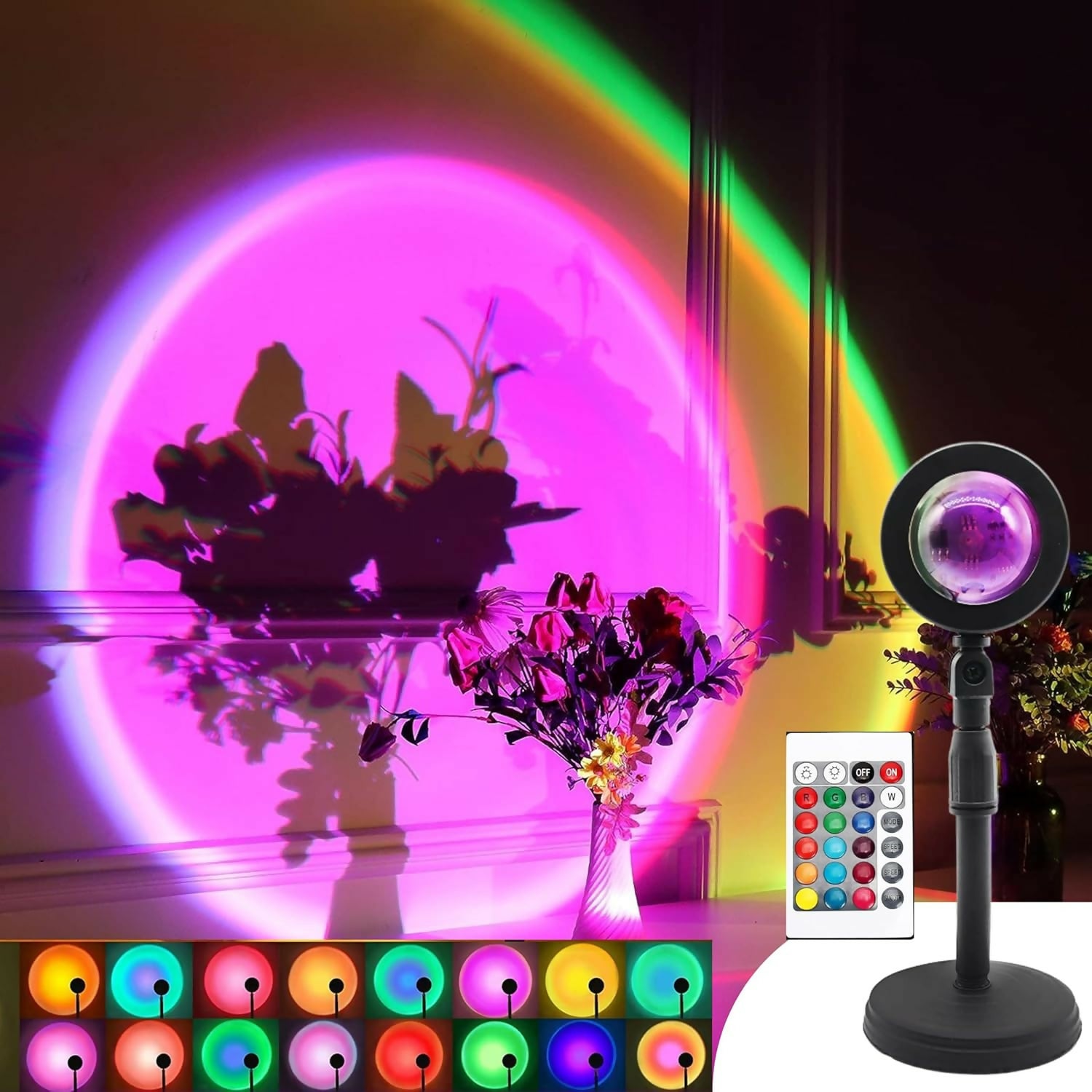 Sunset Lamp 16 Color RGB Projection Light with Remote & Adjustable Stand - Detailed Feature View 2