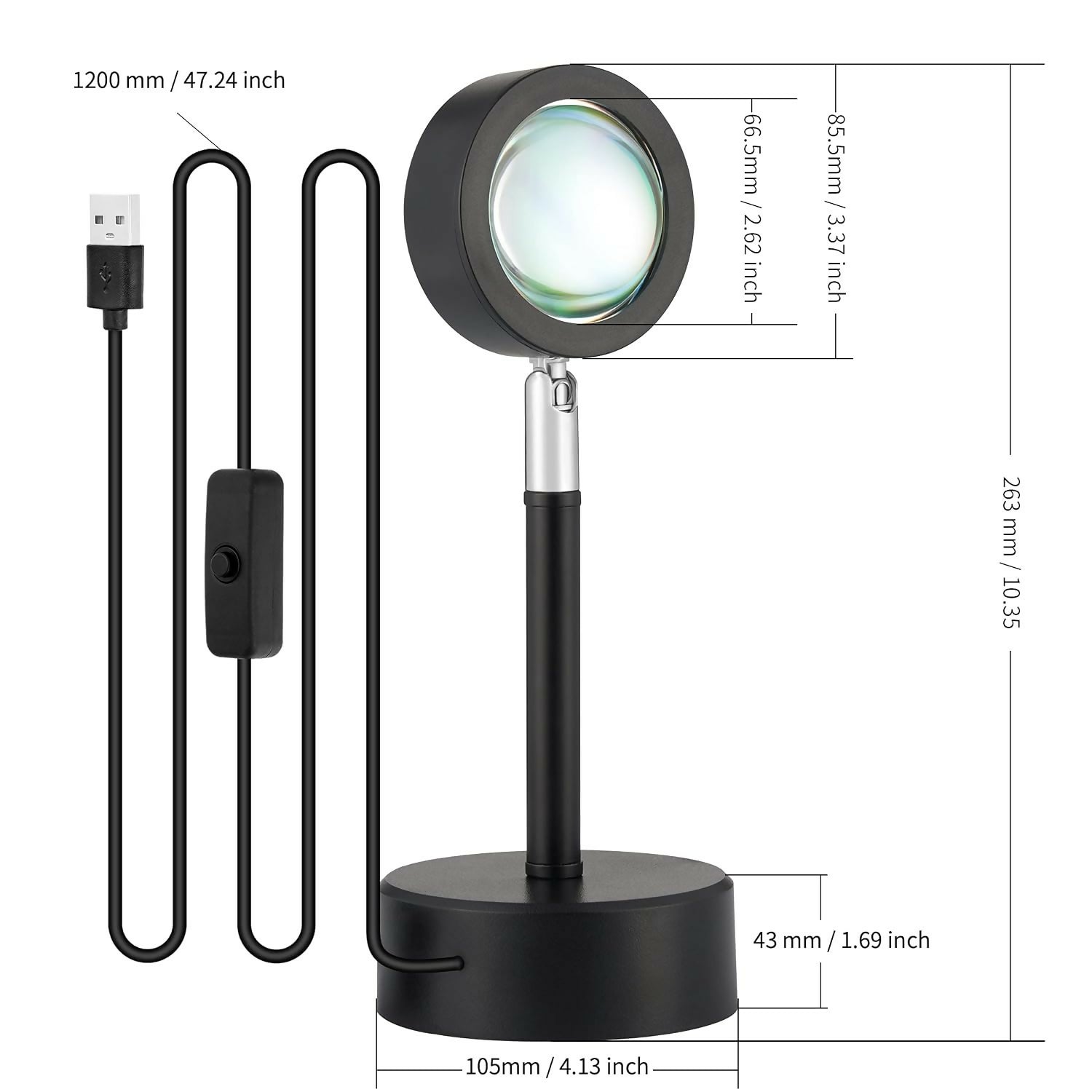 Sunset Lamp 16 Color RGB Projection Light with Remote & Adjustable Stand - Detailed Feature View 4