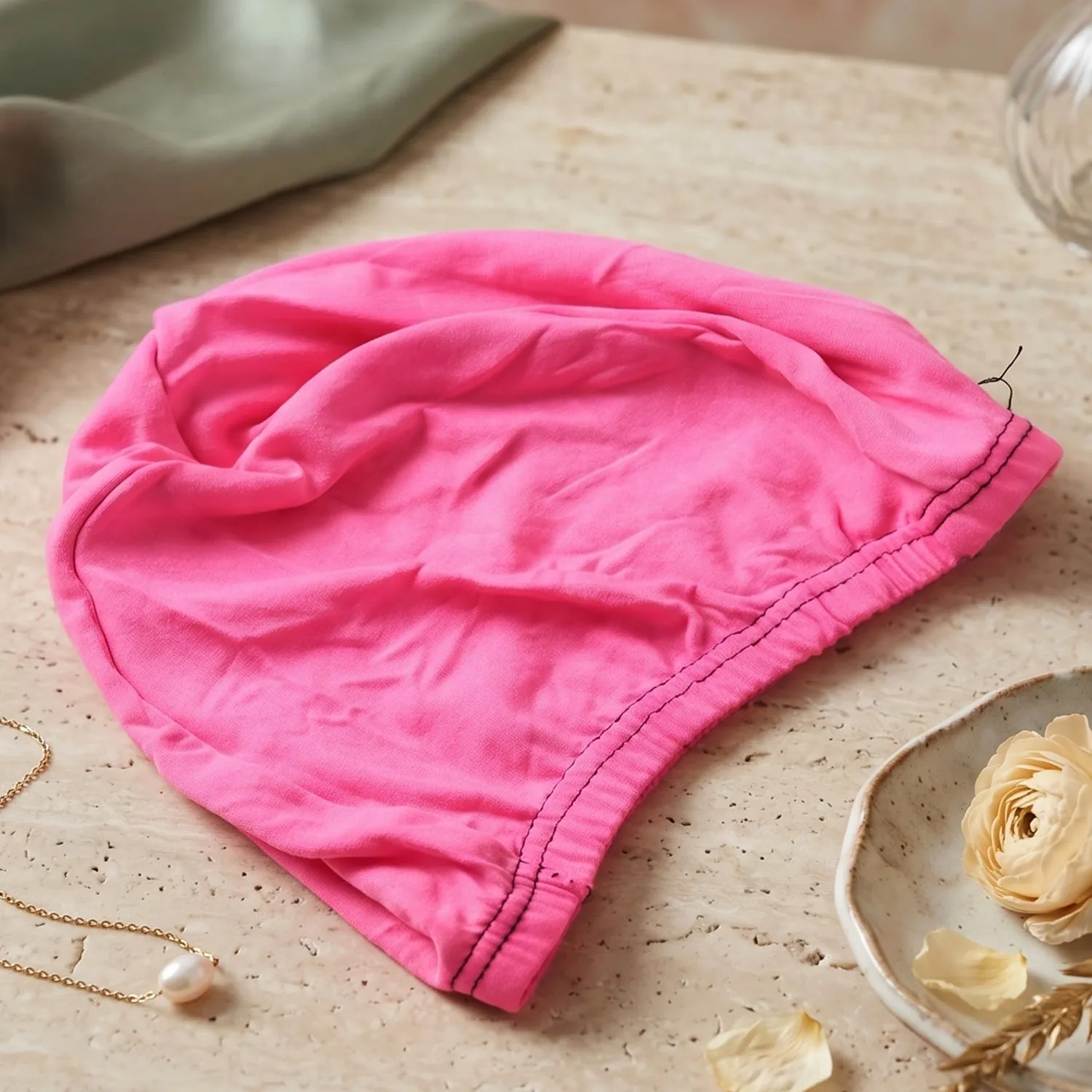Small Premium Stretchable Pink Swimming Cap – Comfortable Fit for Short Hair - Detailed Feature View 6