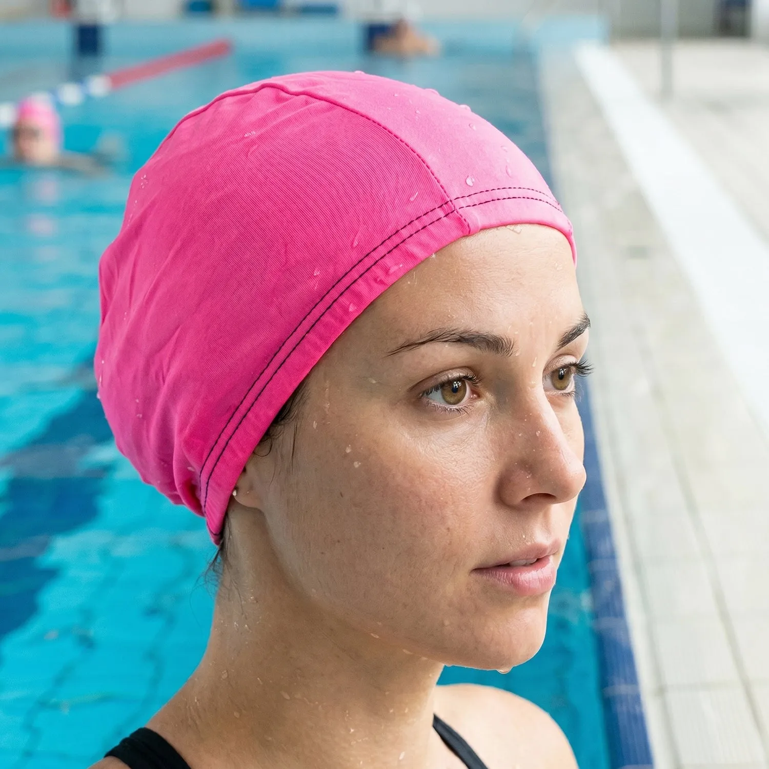 Small Premium Stretchable Pink Swimming Cap – Comfortable Fit for Short Hair - Detailed Feature View 2