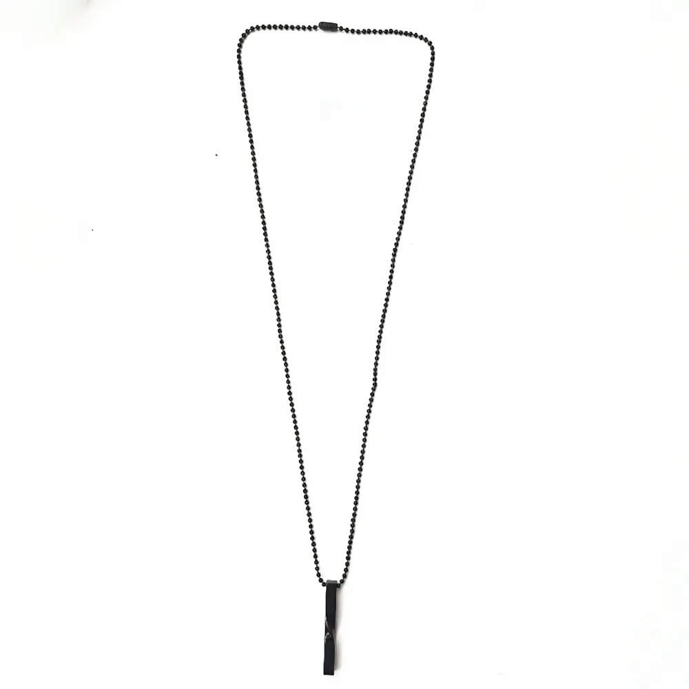 Black Twisted Bar Chain Pendant – Sleek Masculine Style - Detailed Feature View 2