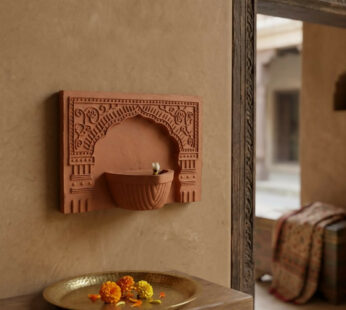 Terracotta Wall Mounted Diya Holder Decorative Temple Lamp for Pooja & Home Decor