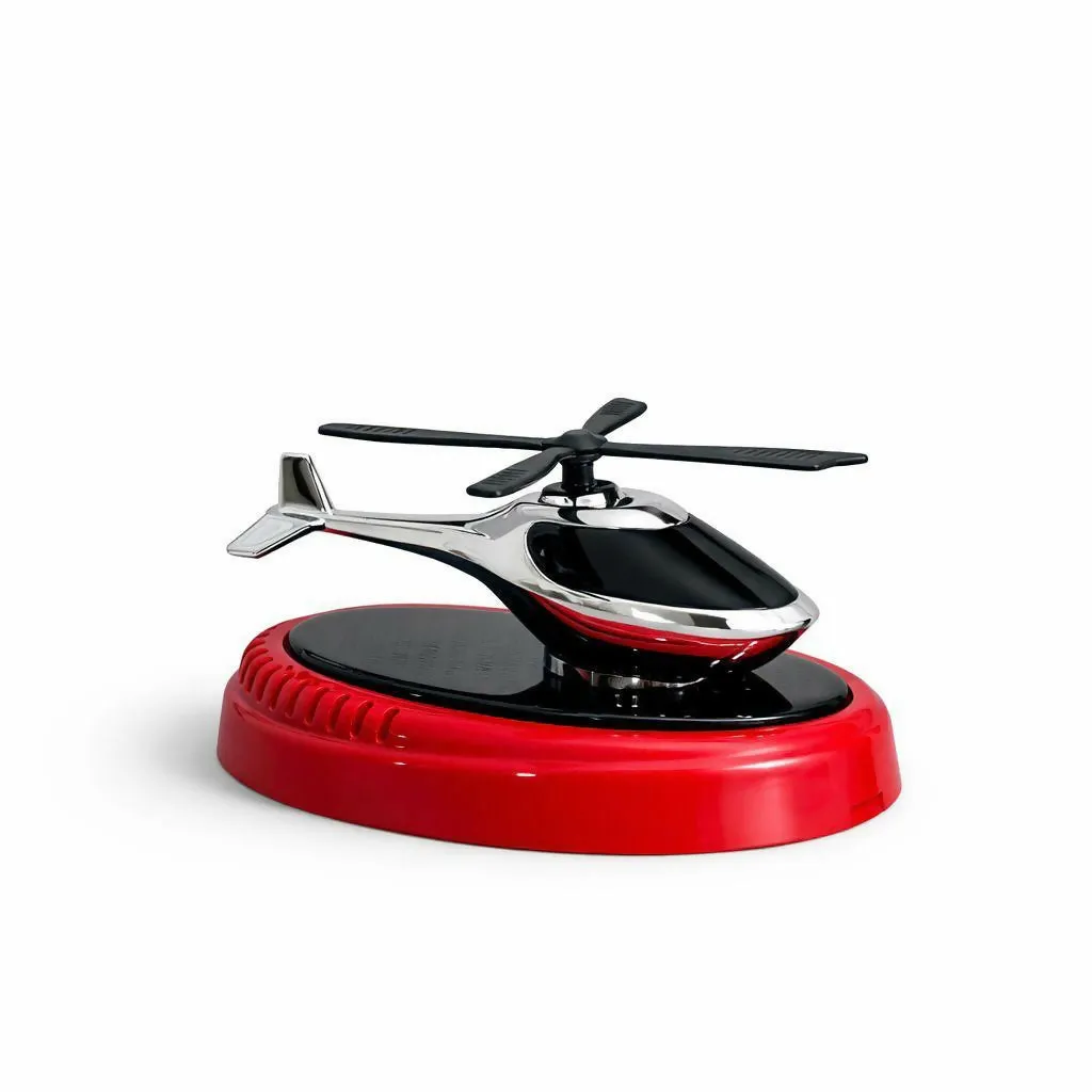 Solar Powered Red Helicopter Car Dashboard Perfume Freshener – Rotates in Sunlight - Detailed Feature View 3