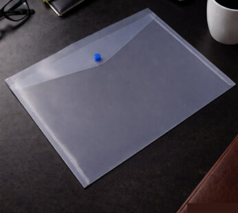 Transparent Document File Folder – Single Pocket with Button Closure