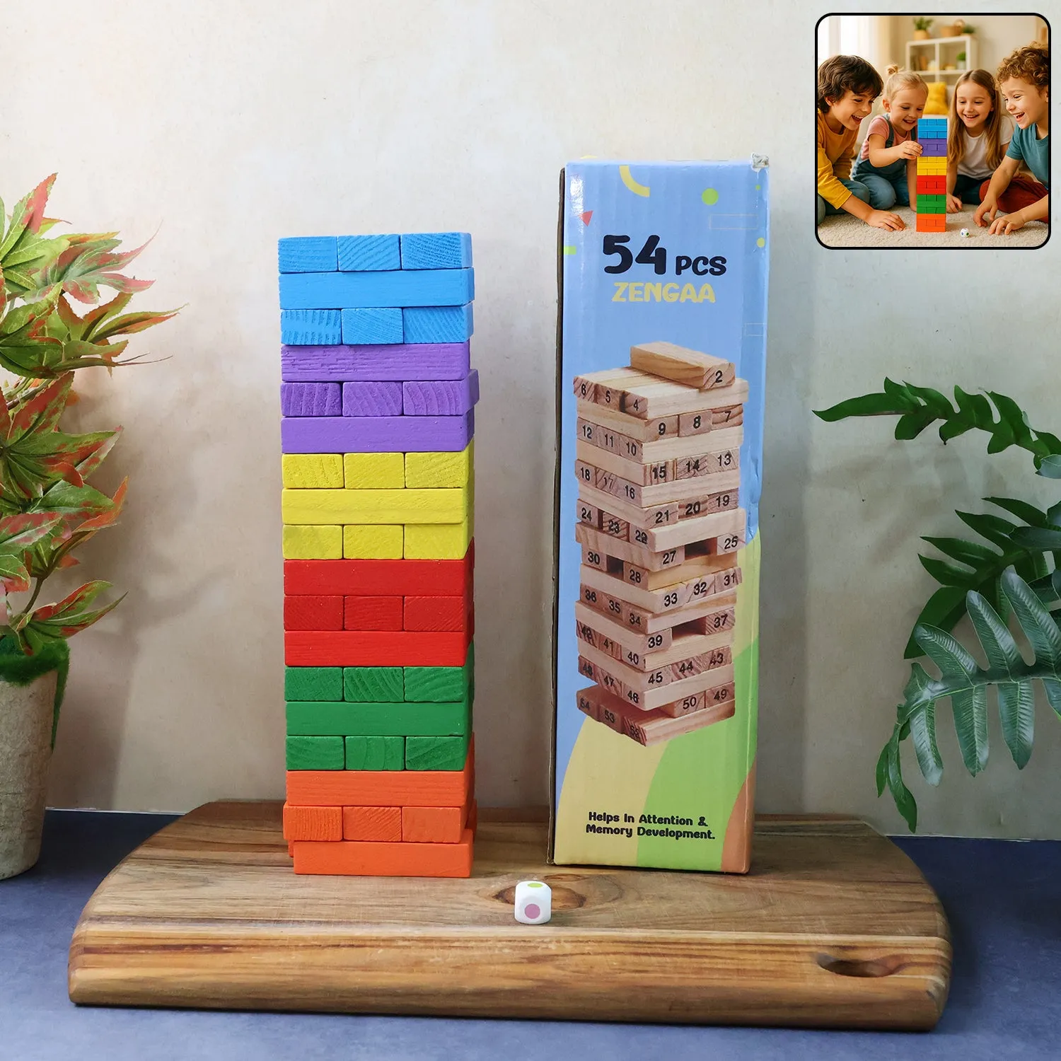 Premium Wooden Stacking Tower Game – 54-Piece Classic Fun - Buy Online at Alikart
