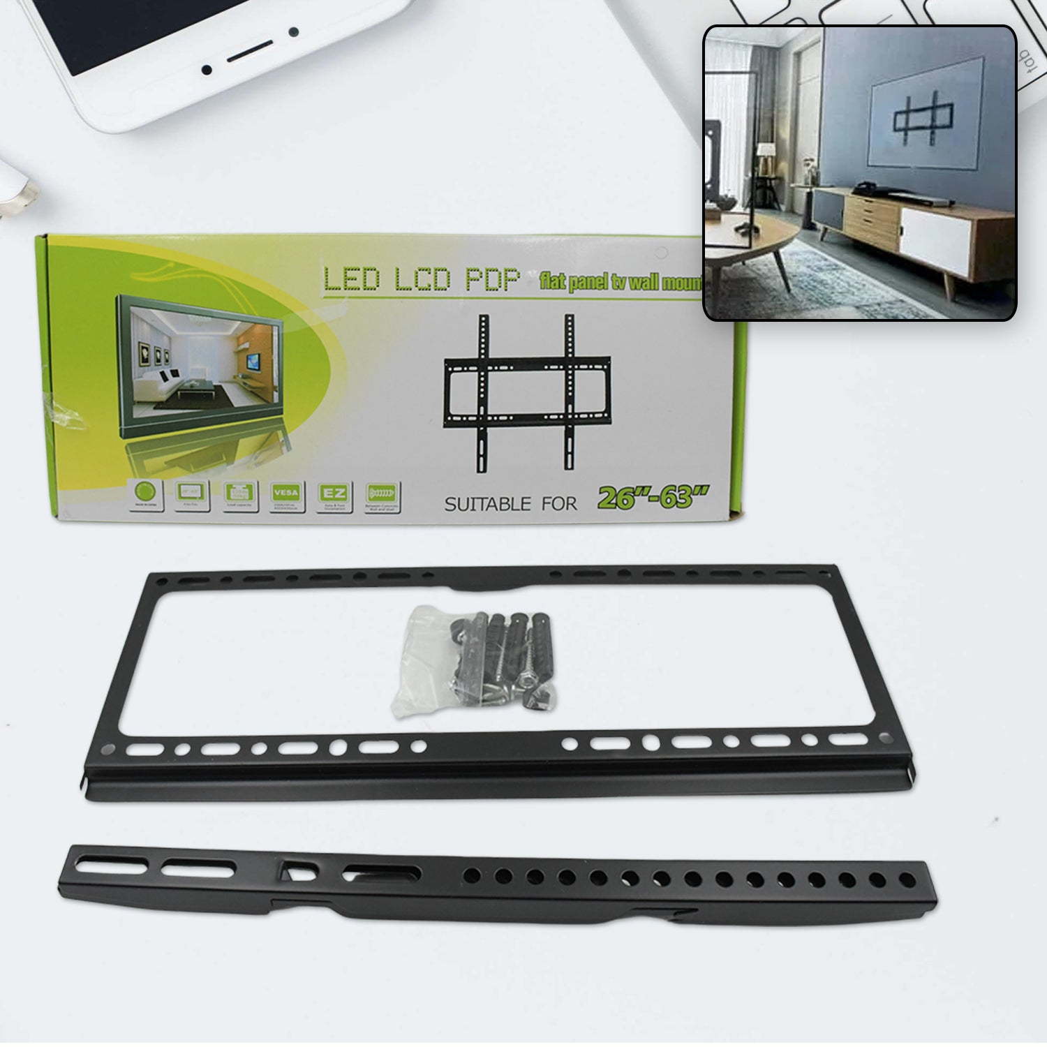 Premium TV Wall Bracket – Heavy-Duty Full Motion for 26-63 Inch TVs | Indo Glow - Buy Online at Alikart