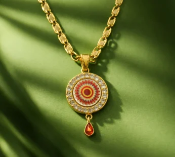 Royal Gold Pendant Necklace – Traditional Vibrant Enamel Design
