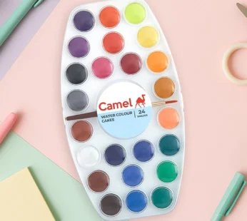 Water Colour Cakes – 24 Vibrant Shades Oval Palette with Brush