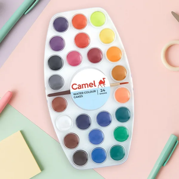 Water Colour Cakes – 24 Vibrant Shades Oval Palette with Brush