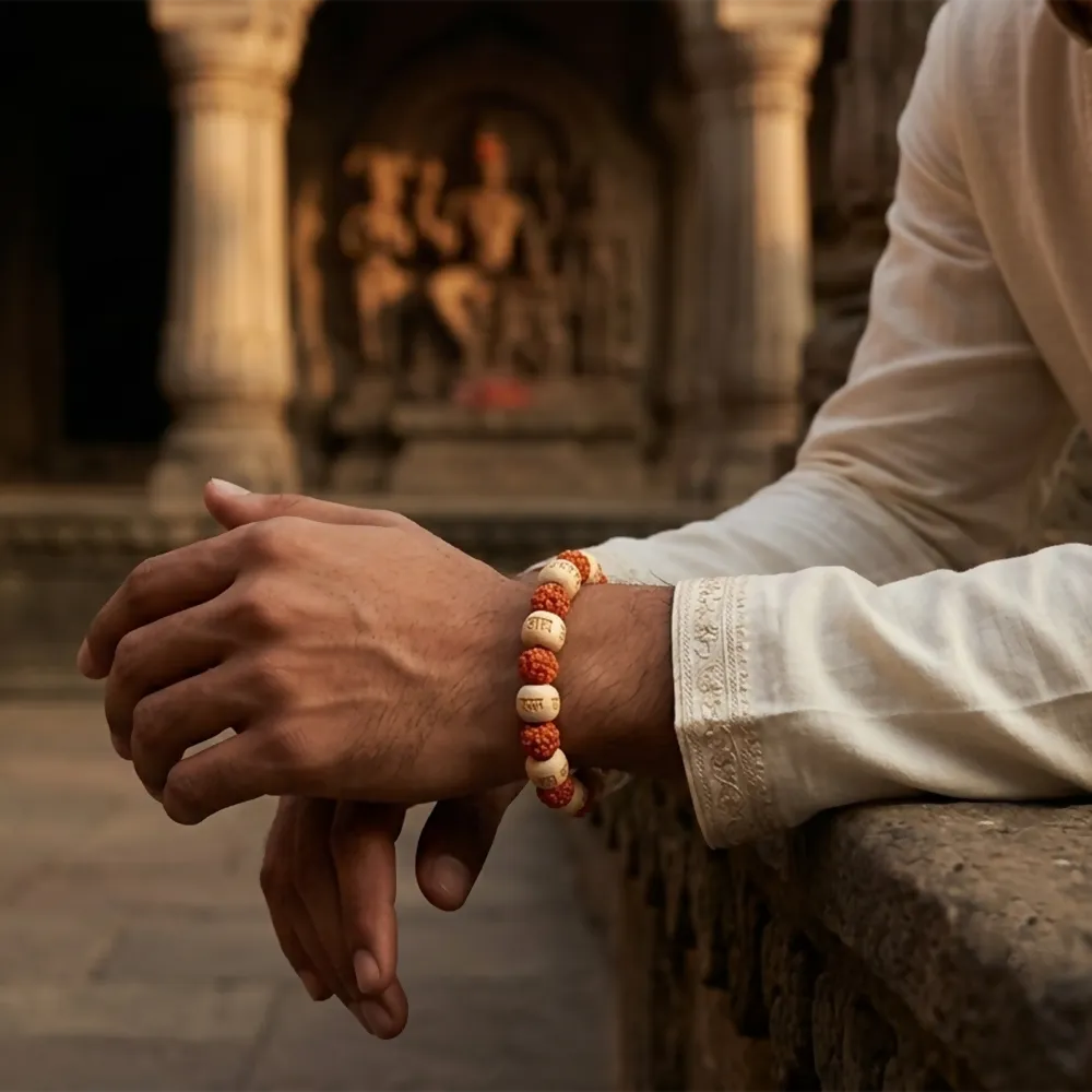 Premium Spiritual Rudraksha Om Mantra Bead Bracelet for Men and Women Daily Wear - Buy Online at Alikart