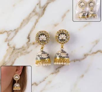 Jhumka Earrings – Elegant Gold Tone with Pearl Beads for Festive Style