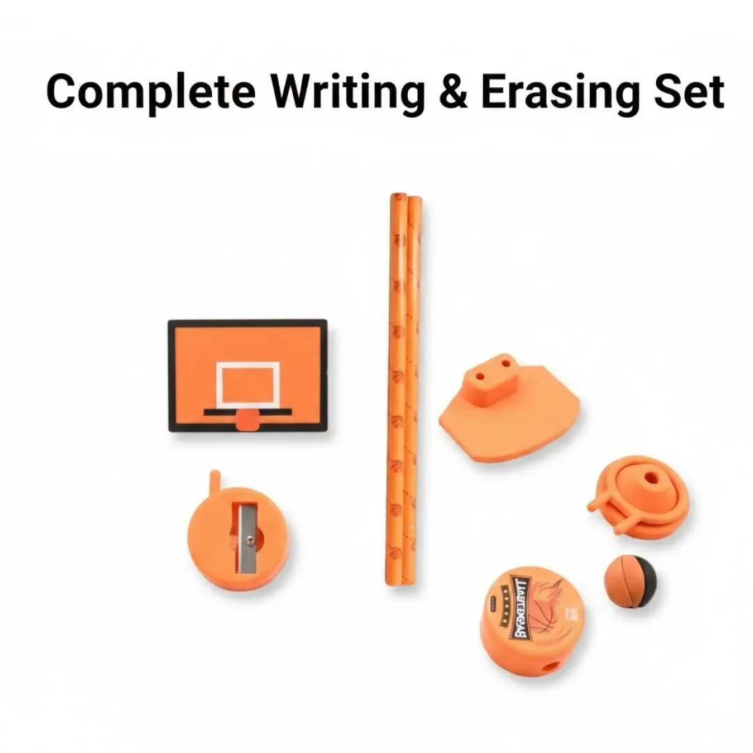 Football & Basketball Stationery Kit Pencil, Sharpener & Eraser (Birthday Gift) - Detailed Feature View 2