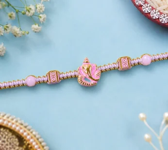 Pink Bracelet Rakhi – Designer Pearl Style for Festive Wear
